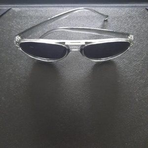 White frame retro style sun glasses. Polarized.